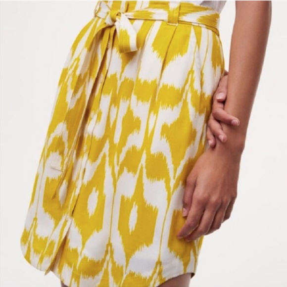 LOFT Dresses & Skirts - Loft Yellow and White Button Front Tie Waist Skirt
